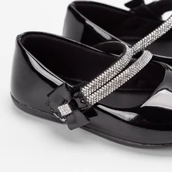 Sapatilha Boneca Gabrielinha Tira Dupla Strass Preto