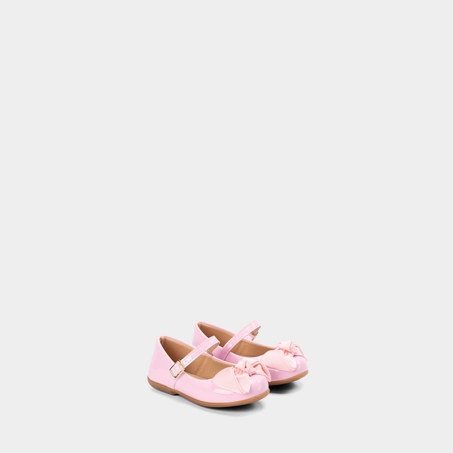Sapatilha Infantil Gabrielinha Laço Verniz Rosa