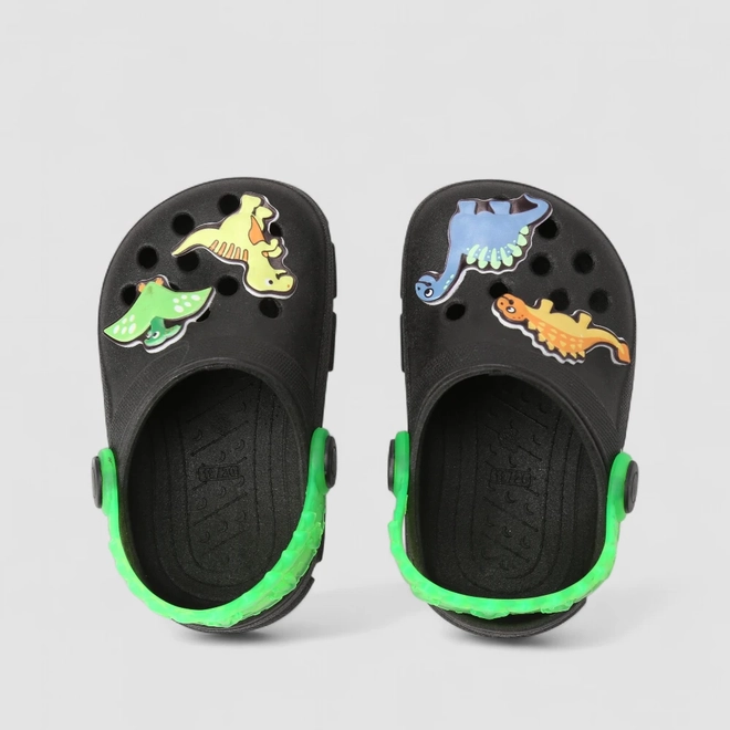 Babuche Infantil Vertus Dinossauro Preto