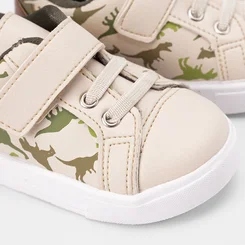 Tênis Casual Bebê Vertus Tira Contato Dinossauro Marfim & Verde