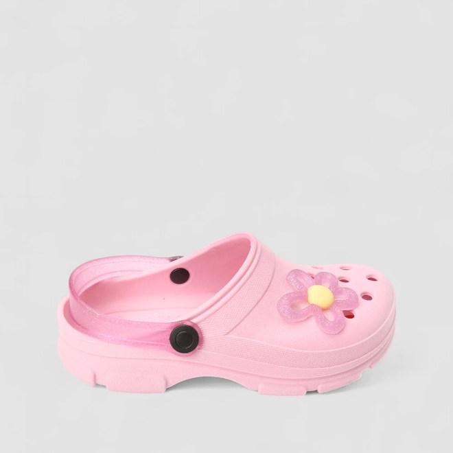Babuche Infantil Gabrielinha Glitter Flor Rosa