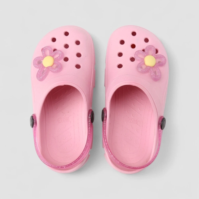 Babuche Infantil Gabrielinha Glitter Flor Rosa