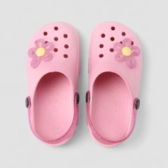 Babuche Infantil Gabrielinha Glitter Flor Rosa