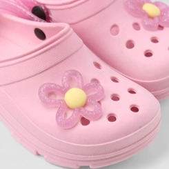 Babuche Infantil Gabrielinha Glitter Flor Rosa