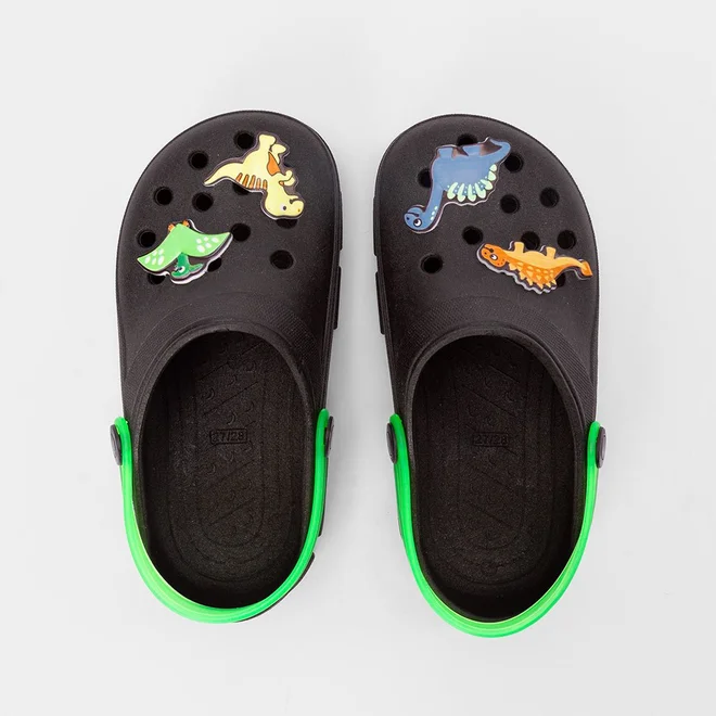 Babuche Infantil Vertus Dinossauro Preto
