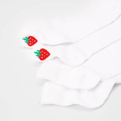 Kit Meia Feminina Stz Cano Curto Bordado Morango 2 Pares 35-39 Branco