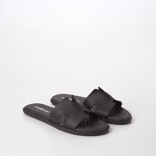 Rasteira Feminina Moleca Com Tira Texturizada Preto