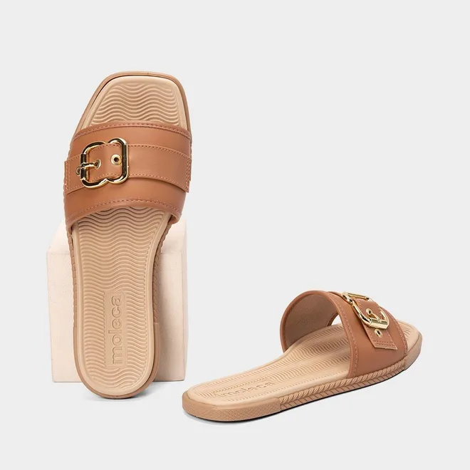 Rasteira Feminina Moleca Enfeite Fivela Caramelo