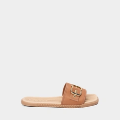 Rasteira Feminina Moleca Enfeite Fivela Caramelo