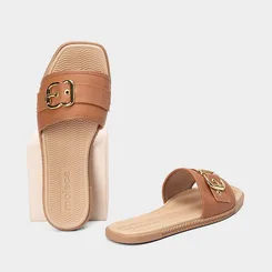 Rasteira Feminina Moleca Enfeite Fivela Caramelo