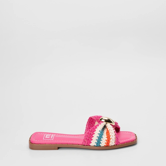 Rasteira Feminina Moleca Tira Em Crochê Detalhe Bold Rosa