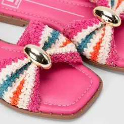 Rasteira Feminina Moleca Tira Em Crochê Detalhe Bold Rosa