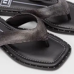 Rasteira Feminina Moleca Textura Cobra Preto