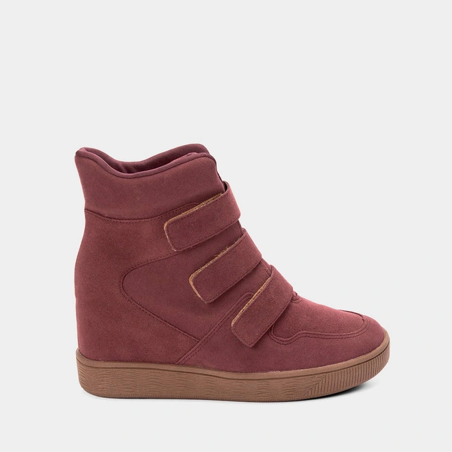 Tênis Sneaker Feminino Quiz Cano Alto Camurça Vinho