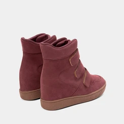 Tênis Sneaker Feminino Quiz Cano Alto Camurça Vinho