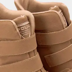 Tênis Sneaker Feminino Quiz Cano Alto Camurça Bege
