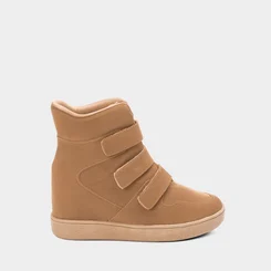 Tênis Sneaker Feminino Quiz Cano Alto Camurça Bege