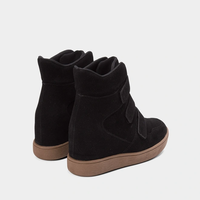 Tênis Sneaker Feminino Quiz Cano Alto Camurça Preto