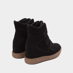 Tênis Sneaker Feminino Quiz Cano Alto Camurça Preto
