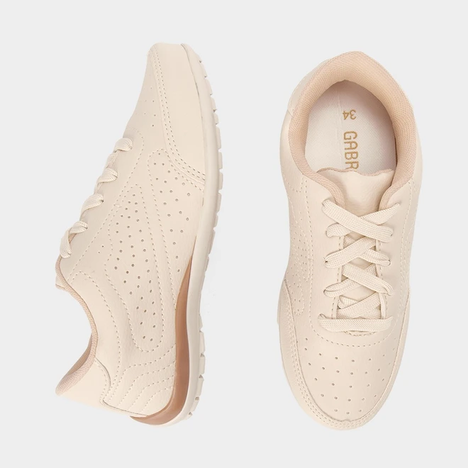 Tênis Casual Feminino Gabriela Detalhe Perfuros Bege