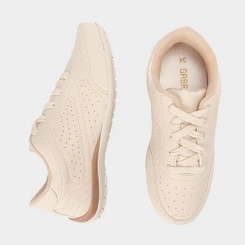 Tênis Casual Feminino Gabriela Detalhe Perfuros Bege