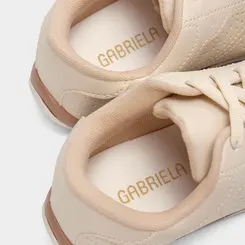 Tênis Casual Feminino Gabriela Detalhe Perfuros Bege