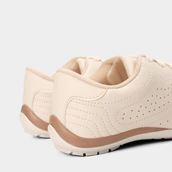 Tênis Casual Feminino Gabriela Detalhe Perfuros Bege