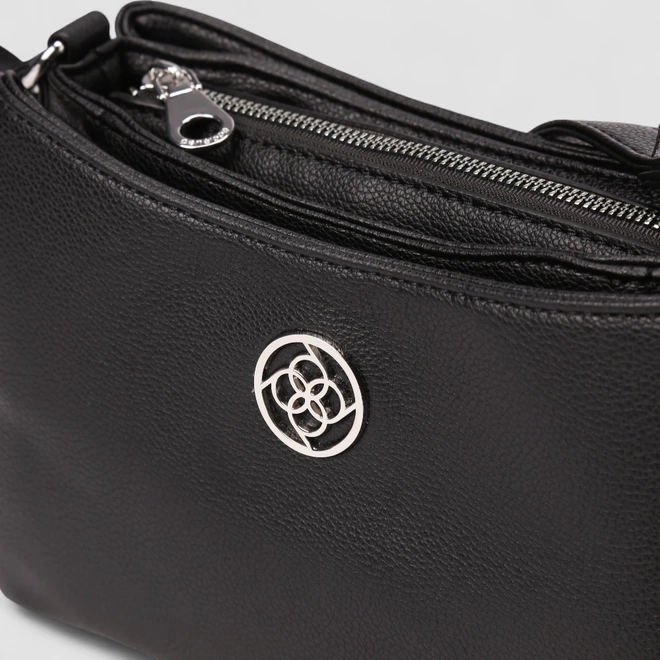 Bolsa Transversal Penélope Média Detalhe Divisórias Preto