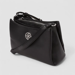Bolsa Transversal Penélope Média Detalhe Divisórias Preto