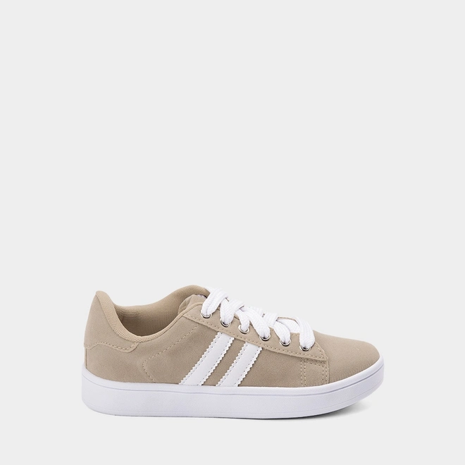 Tênis Casual Feminino Vertus Camurça Bege