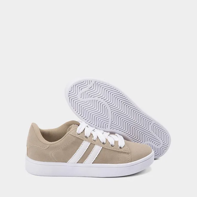 Tênis Casual Feminino Vertus Camurça Bege