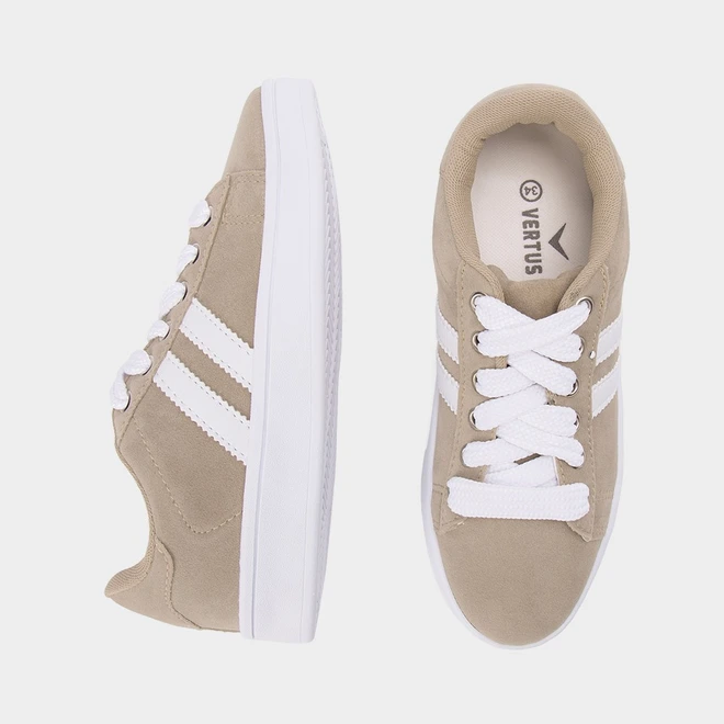 Tênis Casual Feminino Vertus Camurça Bege