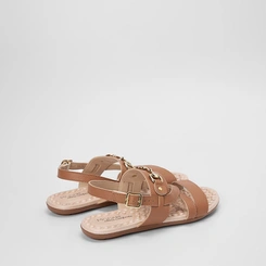 Sandália Rasteira Feminina Modare Ultraconforto Multitiras Detalhe Bridão Caramelo