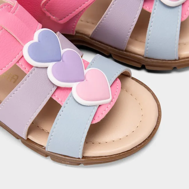 Sandália Papete Bebê Gabrielinha Coração Tira Contato Corações Multicolor