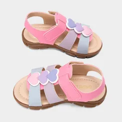Sandália Papete Bebê Gabrielinha Coração Tira Contato Corações Multicolor