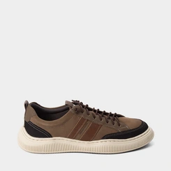 Tênis Casual Masculino Democrata Original Couro Marrom & Preto