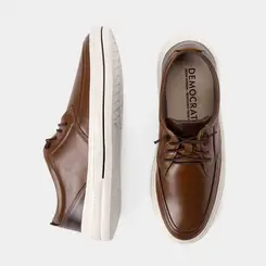 Tênis Casual Masculino Democrata Couro Clay Original Marrom