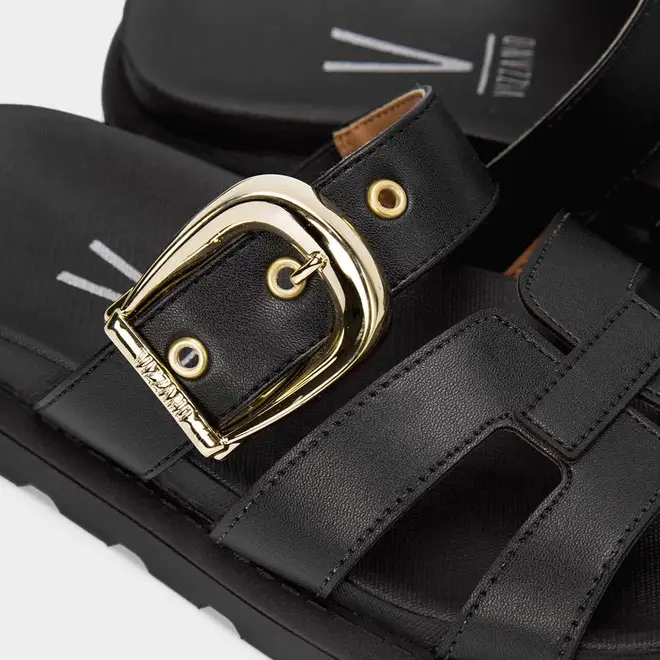 Tamanco Flatform Tratorado Vizzano Feminino Detalhe Fivela Preto