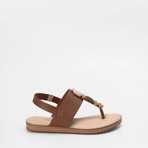 Sandália Modare Ulttraconforto Detalhe Pedraria Marrom