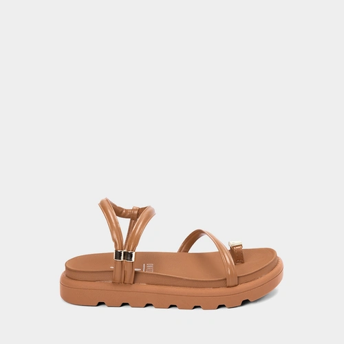 Sandália Baixa Flatform Tratorada Vizzano Caramelo