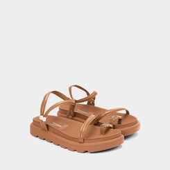 Sandália Baixa Flatform Tratorada Vizzano Caramelo