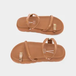 Sandália Baixa Flatform Tratorada Vizzano Caramelo