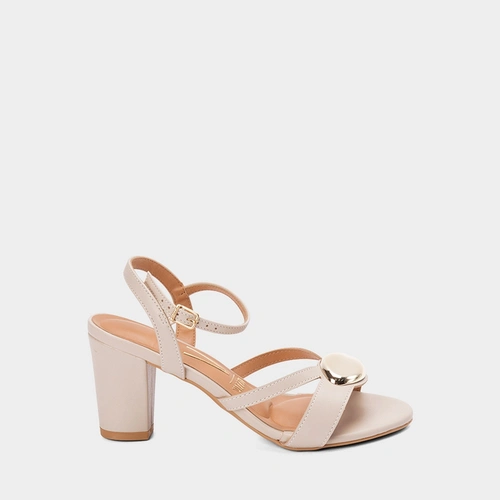 Sandália Salto Grosso Médio Vizzano Enfeite Bold Cinza