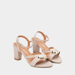 Sandália Salto Grosso Médio Vizzano Enfeite Bold Cinza