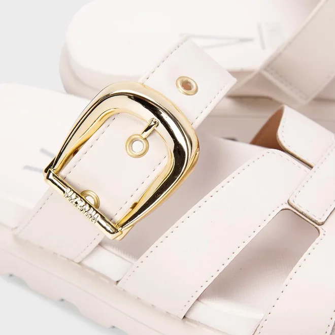 Tamanco Feminino Vizzano Original Fivela Recorte Vazado Off White