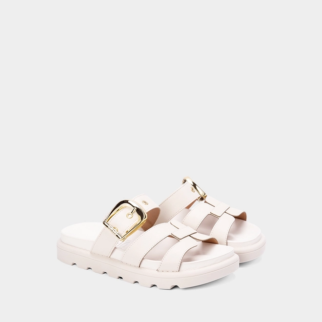 Tamanco Feminino Vizzano Original Fivela Recorte Vazado Off White