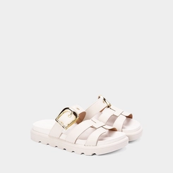 Tamanco Feminino Vizzano Original Fivela Recorte Vazado Off White