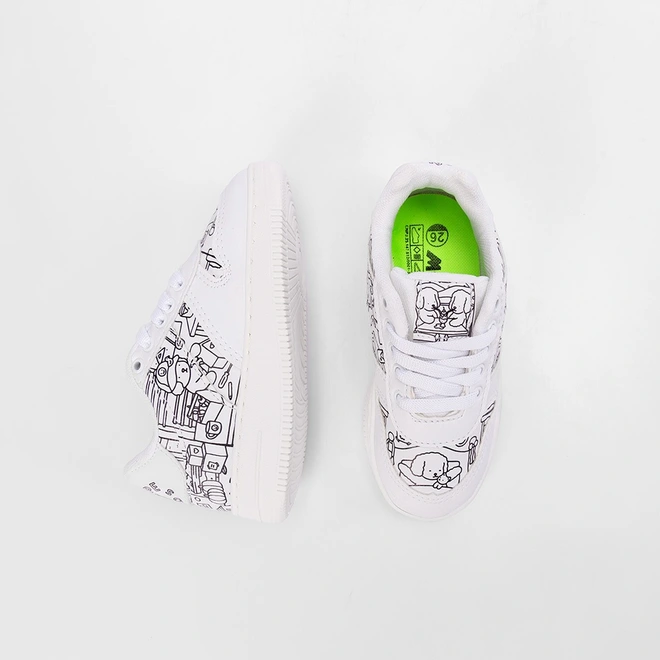 Tênis Casual Infantil Mini-Pé Goods Colorir Branco