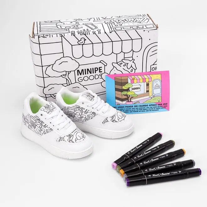 Tênis Casual Infantil Mini-Pé Goods Colorir Branco