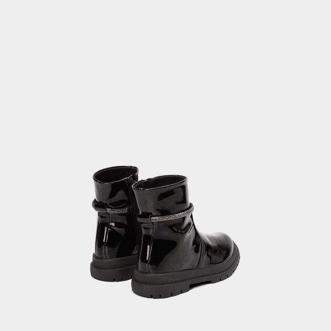 Bota Coturno Infantil Mini Sua Cia Verniz Preto Detalhe Glitter